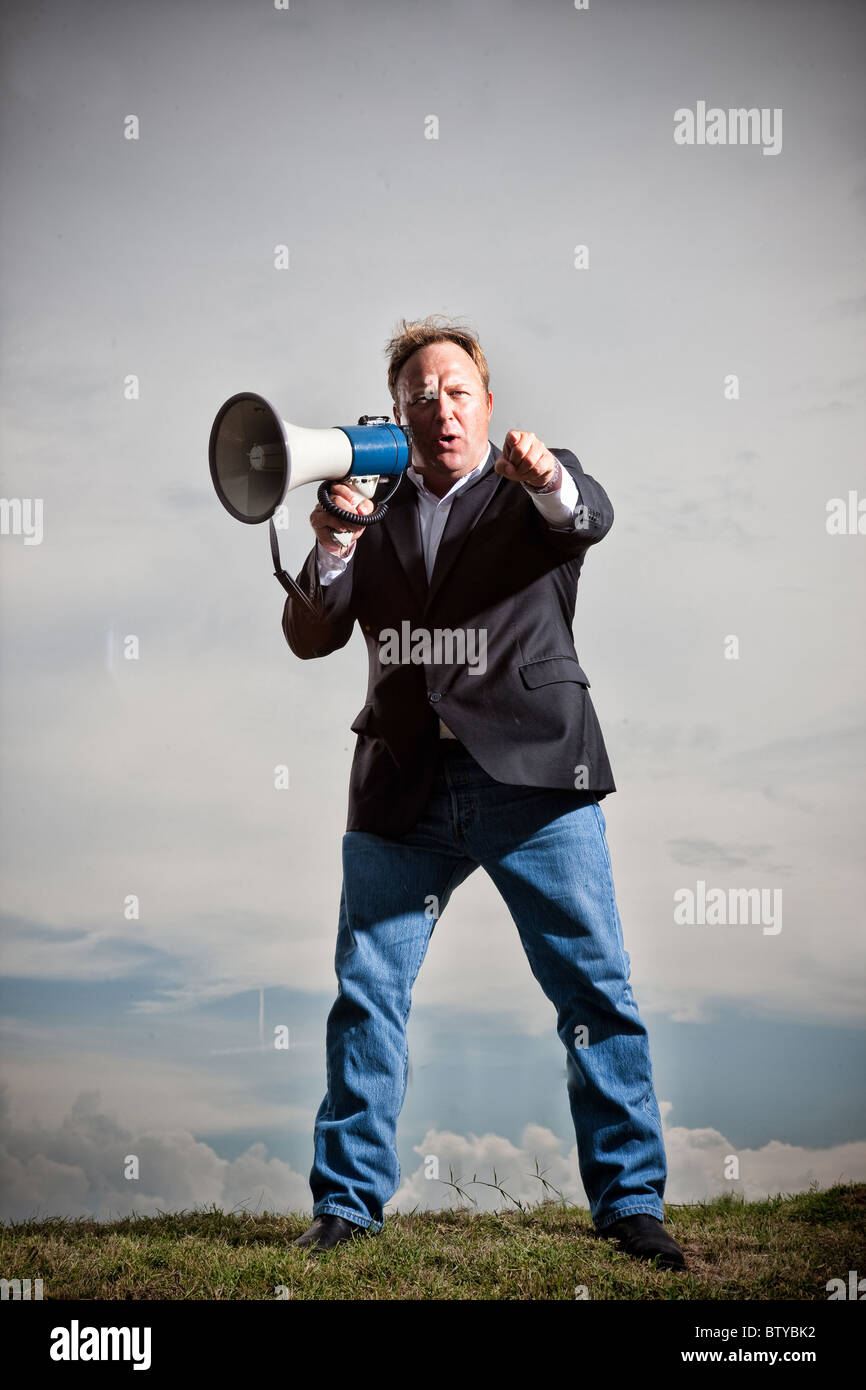 Alex Jones, Texan Talkshow und Gastgeber des Infowars. Stockfoto