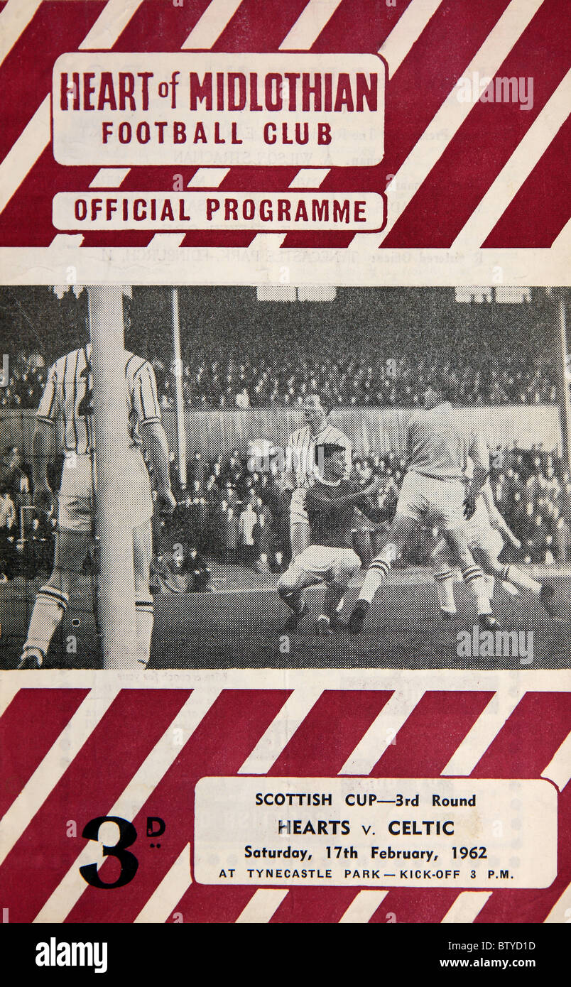 Herz von Midlothian Football Club offizielle Programm für Samstag, 17. Februar 1962 Herzen Celtic spielte Stockfoto