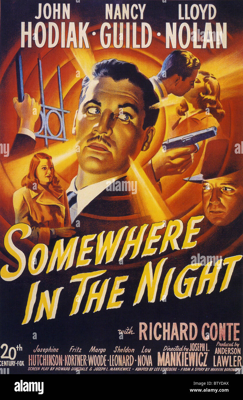 IRGENDWO IN der Nacht Poster für 1946 TCF film mit Lloyd Nolan und Richard Conte Stockfoto
