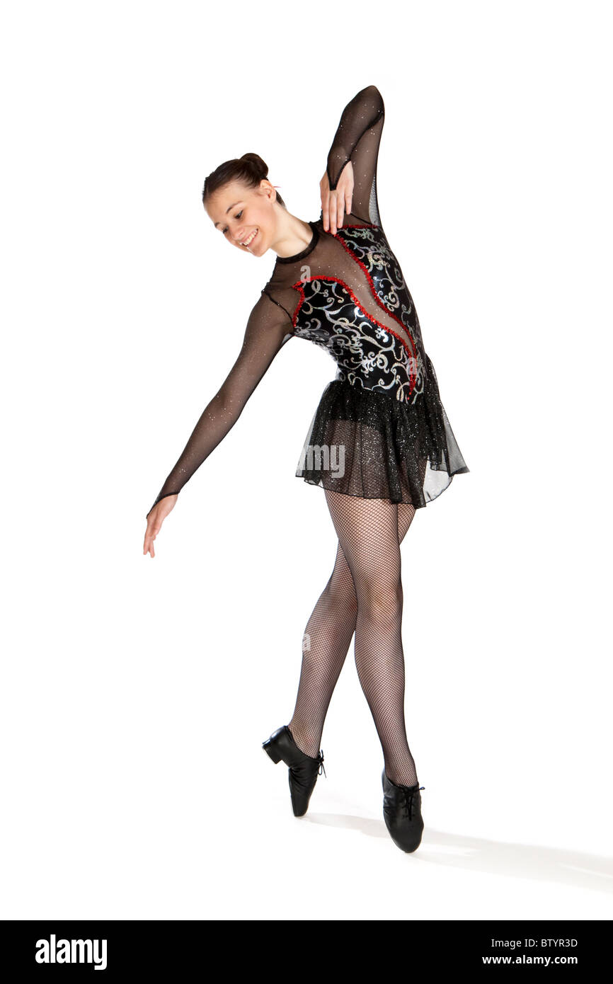 Studioaufnahme von schönen jungen Mädchen in Tap Dance Kostüm Stockfoto