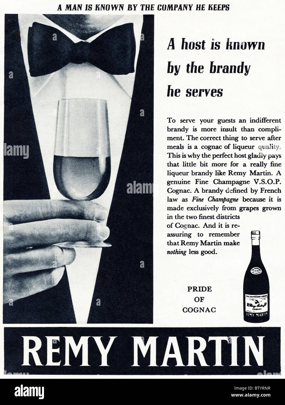 Anzeige im englischen Magazin ca. 1960 für Remy Martin cognac Stockfoto