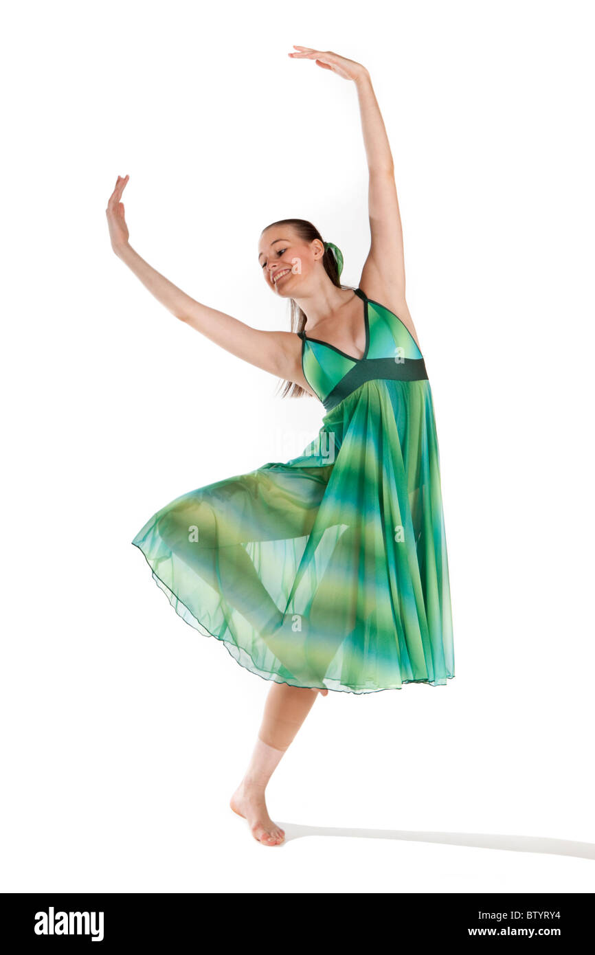 Studioaufnahme von schönen jungen Mädchen in lyrischen Tanz Kostüm Stockfoto