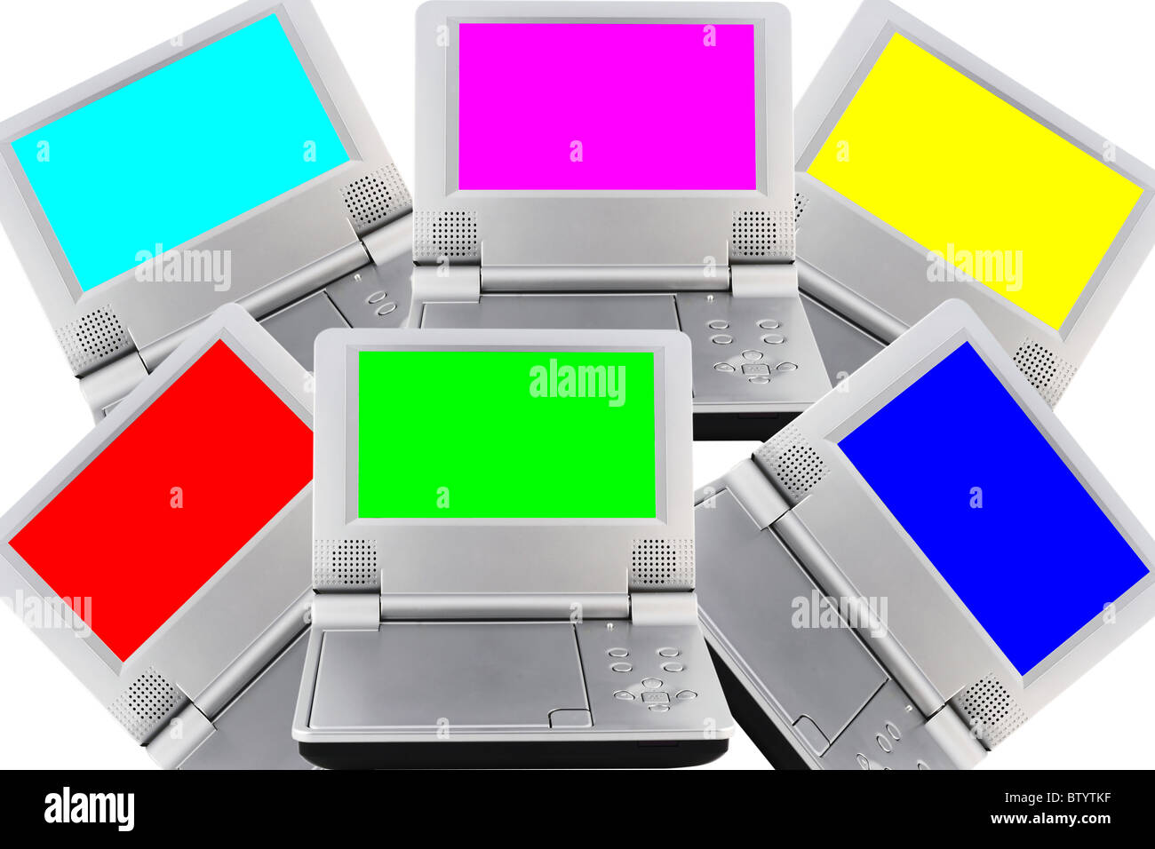 DVD-Geräte mit deutlich RGB-CMY-Bildschirme Stockfoto