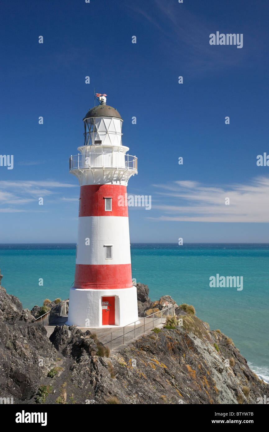 Historischen Cape Palliser Leuchtturm (1897), Wairarapa, Nordinsel, Neuseeland Stockfoto