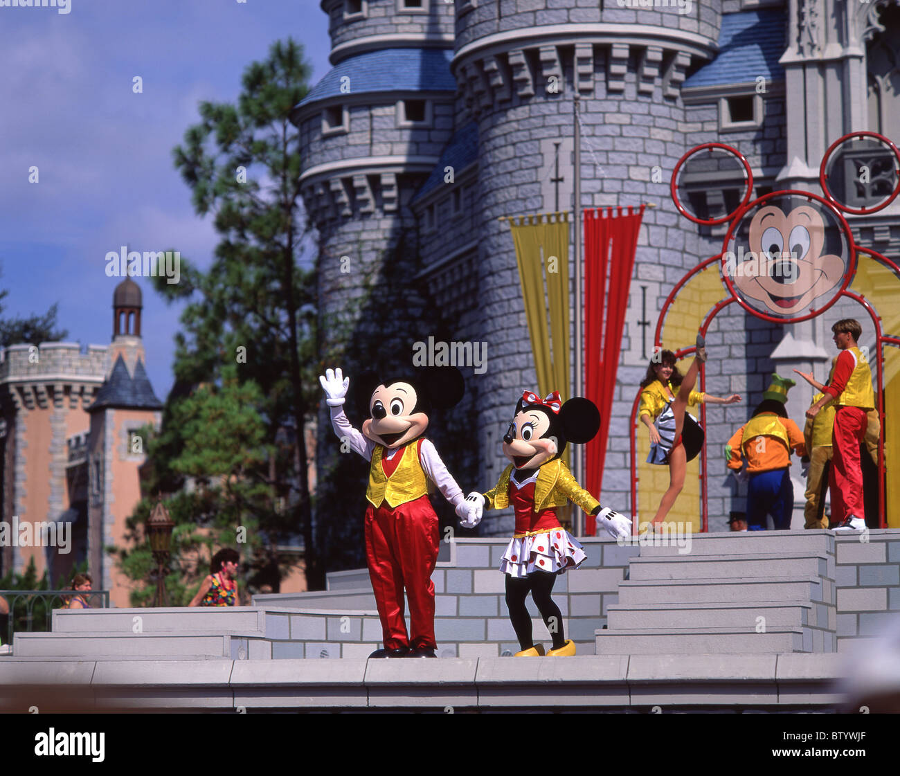Disney-Show, Cinderellas Schloss, Magic Kingdom, Walt Disney World, Orlando, Florida, Vereinigte Staaten von Amerika Stockfoto