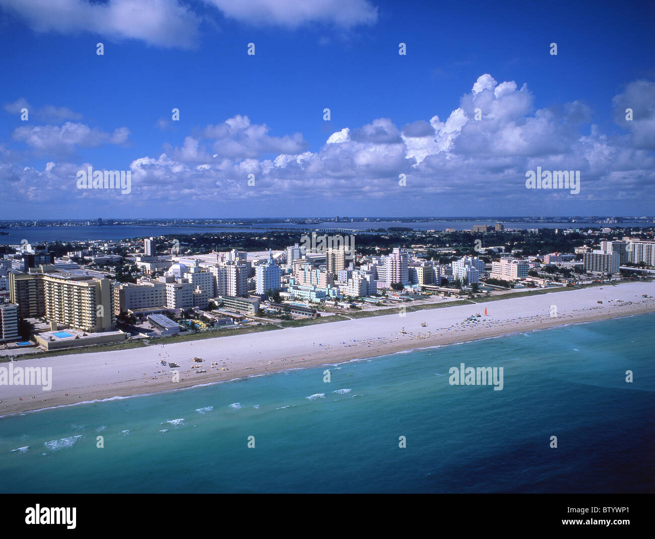 Luftbild von Miami Beach, Miami Beach, Florida, Vereinigte Staaten von Amerika Stockfoto