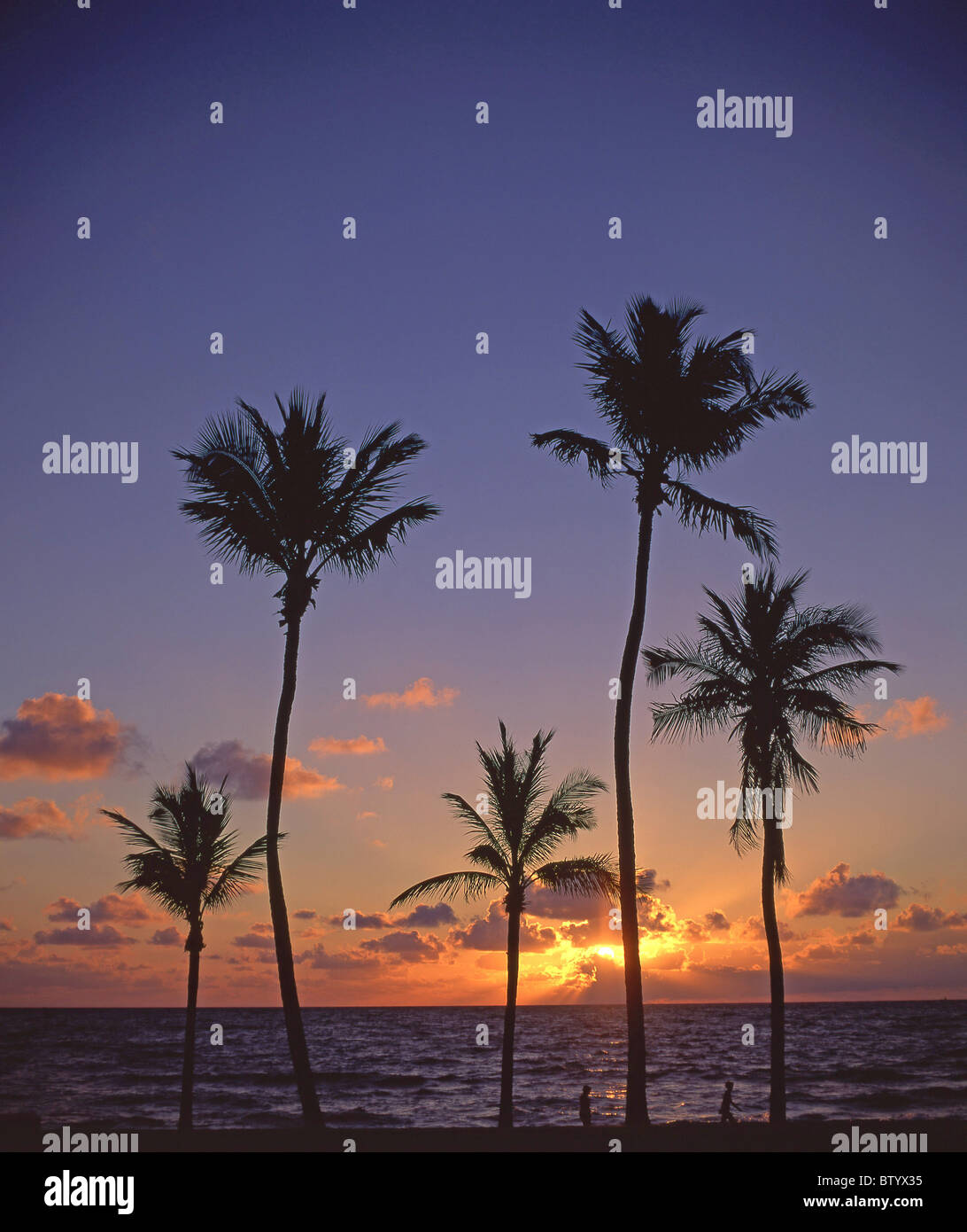 Sonnenaufgang über dem Meer, Strand Fort Lauderdale, Fort Lauderdale, Florida, Vereinigte Staaten von Amerika Stockfoto