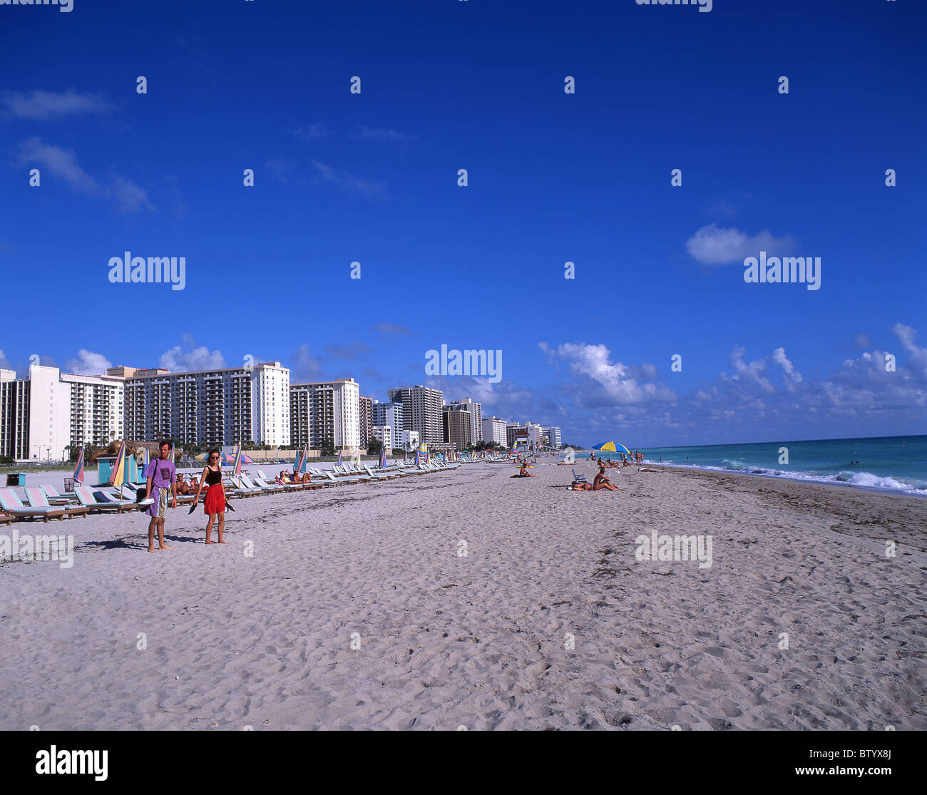 Strandblick, Miami Beach, Florida, Vereinigte Staaten von Amerika Stockfoto