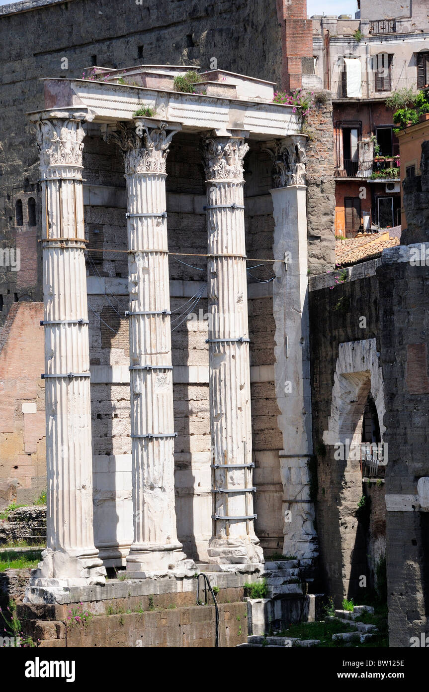 Tempel des Mars Ultor, Forum des Augustus, Fori Imperiali Stockfoto