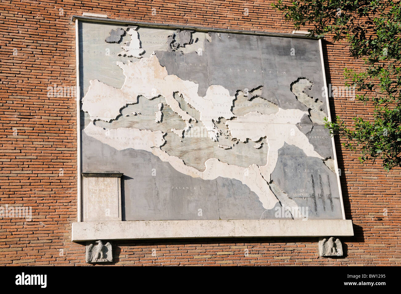 Diese Karte zeigt die Ausdehnung des römischen Reiches, Foro Romano Stockfoto