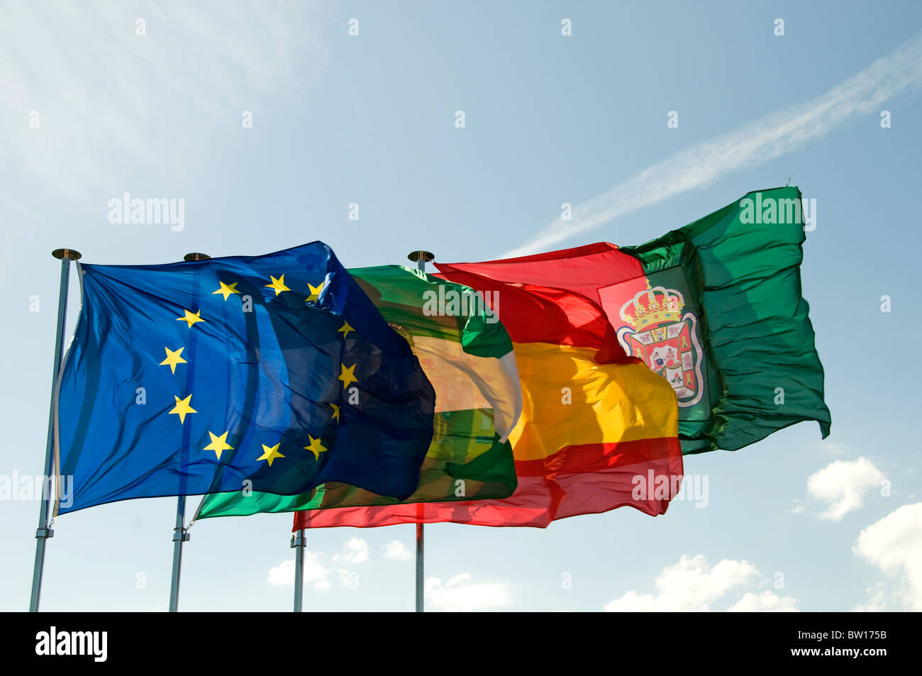 Granada Spanien Flagge Flaggen europäische Europa Spanisch andalusischen Stockfoto