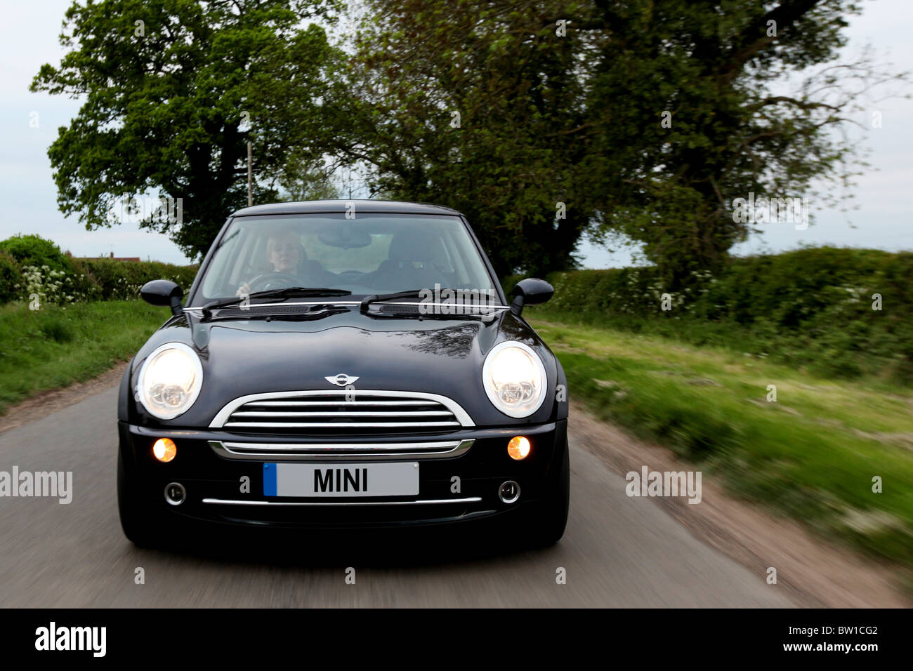 2005, schwarzen Mini Cooper Hatch Auto Stockfoto