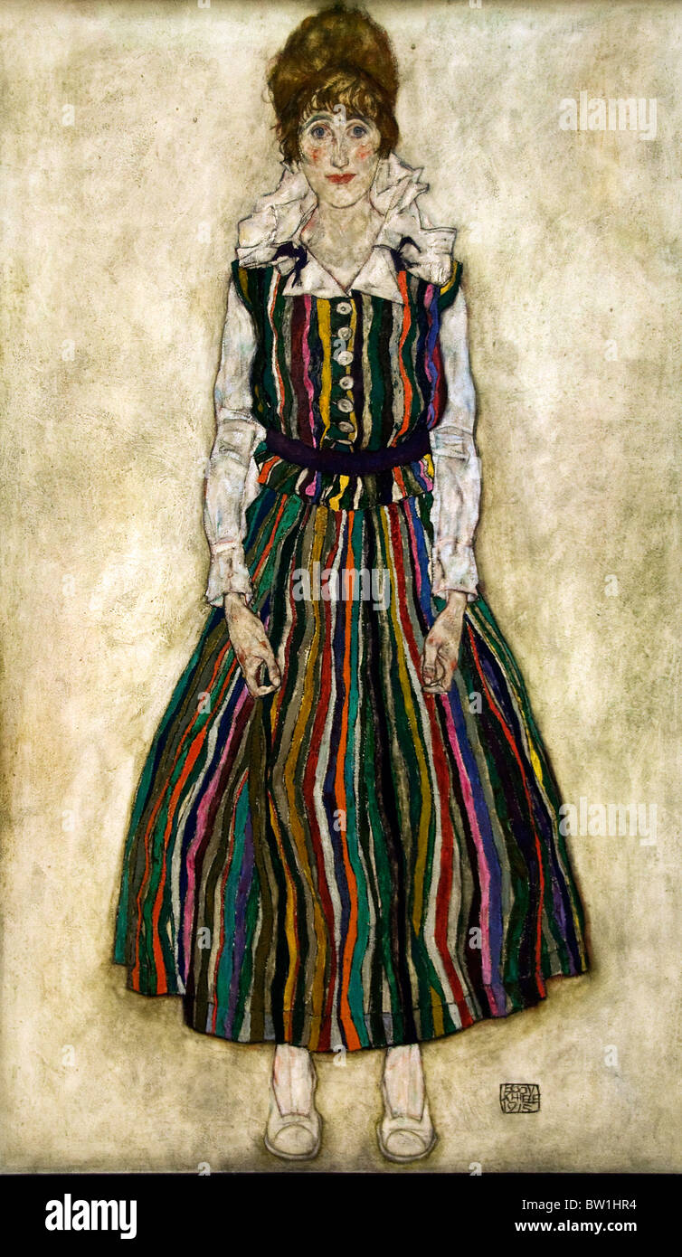 Porträt von Edith 1915 Egon Schiele 1890-1918 Österreich österreichische Stockfoto Porträt von Edith 1915 Egon Schiele 1890-1918 Österreich österreichische Stockfoto