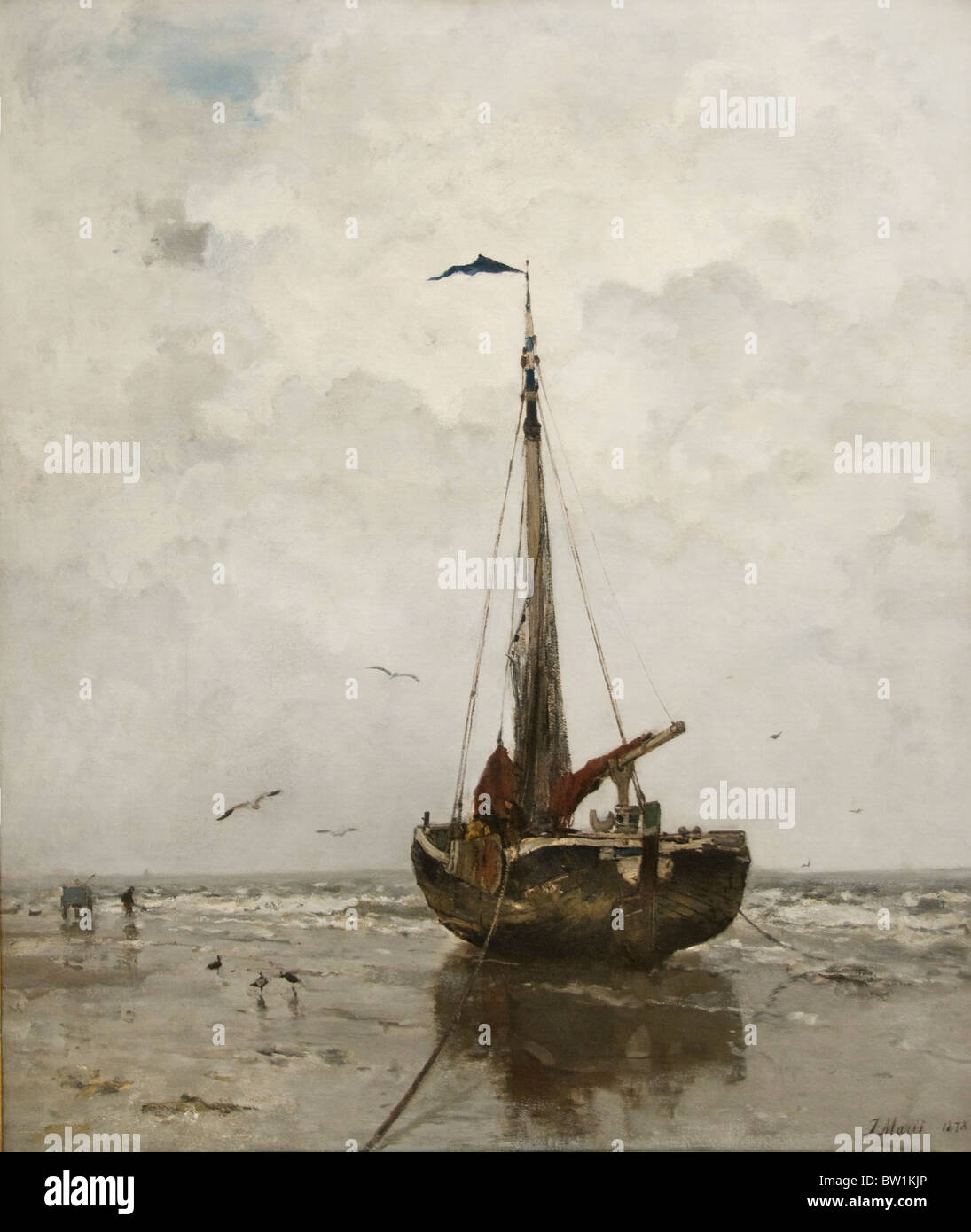 Niederlande-Malerei Jacob Maris Fischerboot 1878 Stockfoto