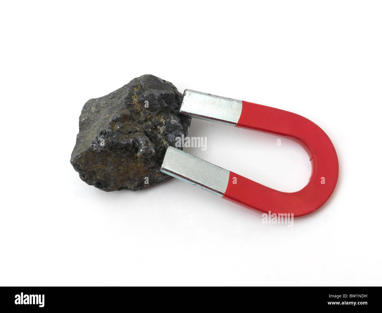 Magnet und Lodestone ein natürlich magnetisierten Stück Mineral Magnetit Stockfoto