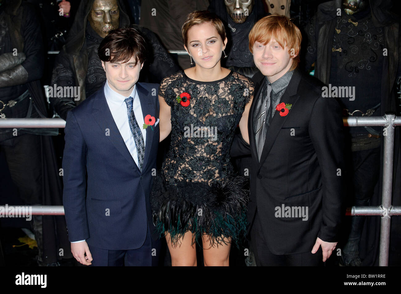 Daniel Radcliffe, Emma Watson und Rupert Grint besucht die Premiere von Harry Potter und die Heiligtümer des Todes Teil 1, London Stockfoto