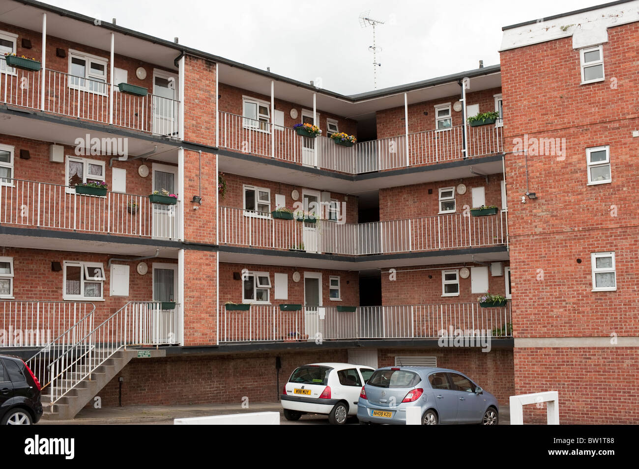 Wohnwohnungen zurück von Avon Tewkesbury Gloucestershire UK Stockfoto