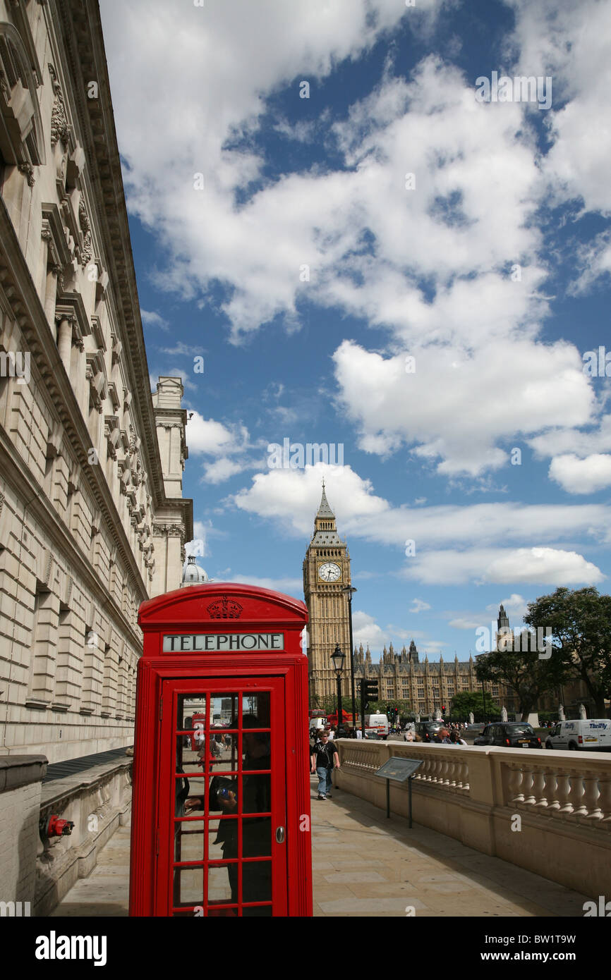 Rote Telefonzelle London und Big Ben Stockfoto