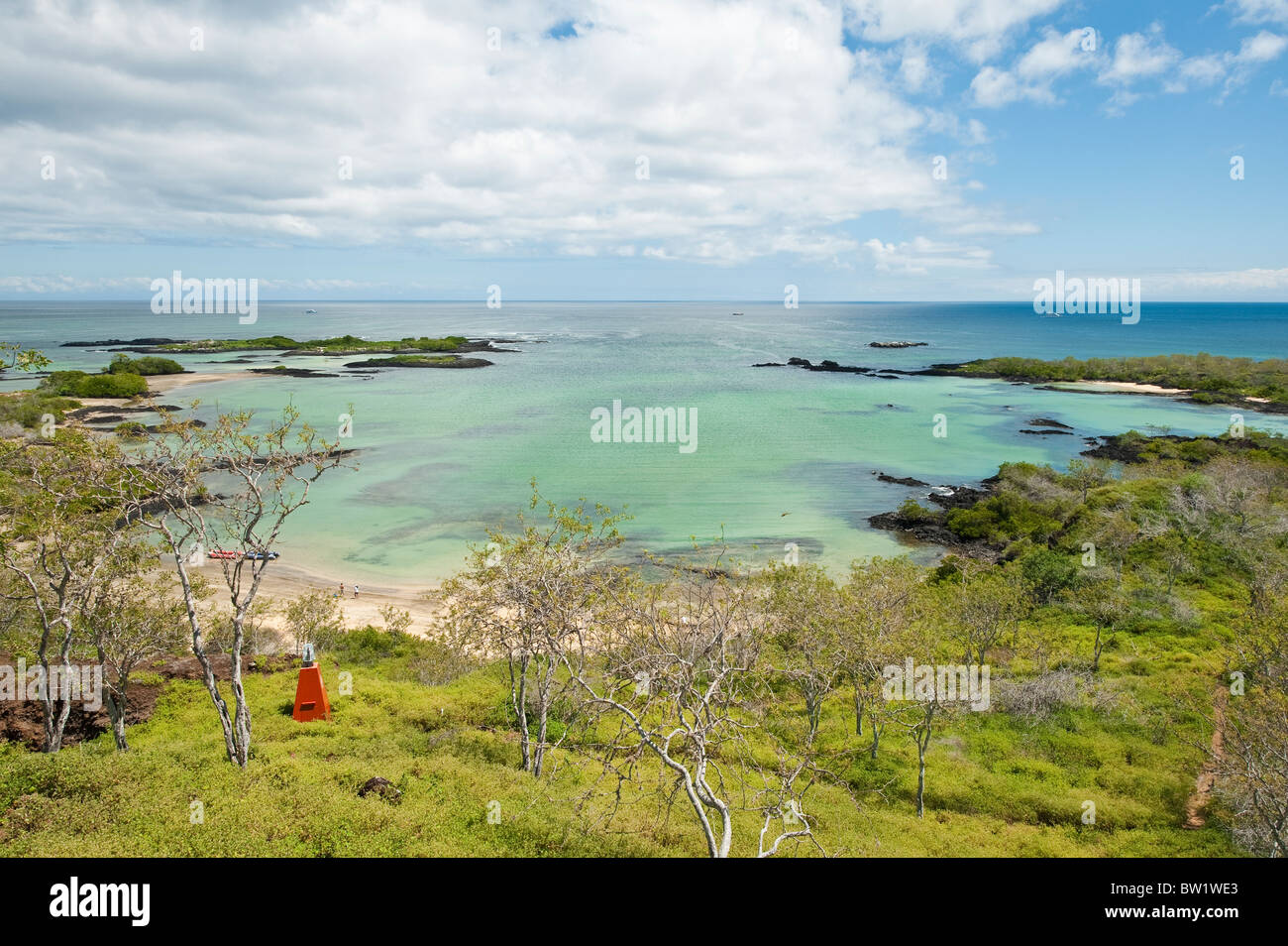 Galapagos-Inseln, Ecuador. Kleine Bucht in der Nähe von Post Office Bay, Isla Santa Maria oder Insel Floreana. Stockfoto