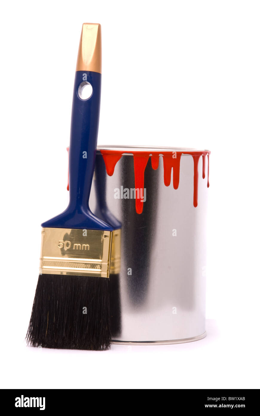 Professionelle Pinsel auf einem weißen und roten Dose. Stockfoto