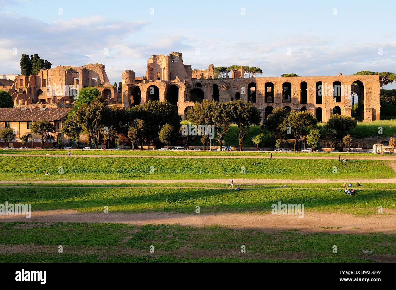 Circo Massimo & Ansichten zum Palatin Stockfoto