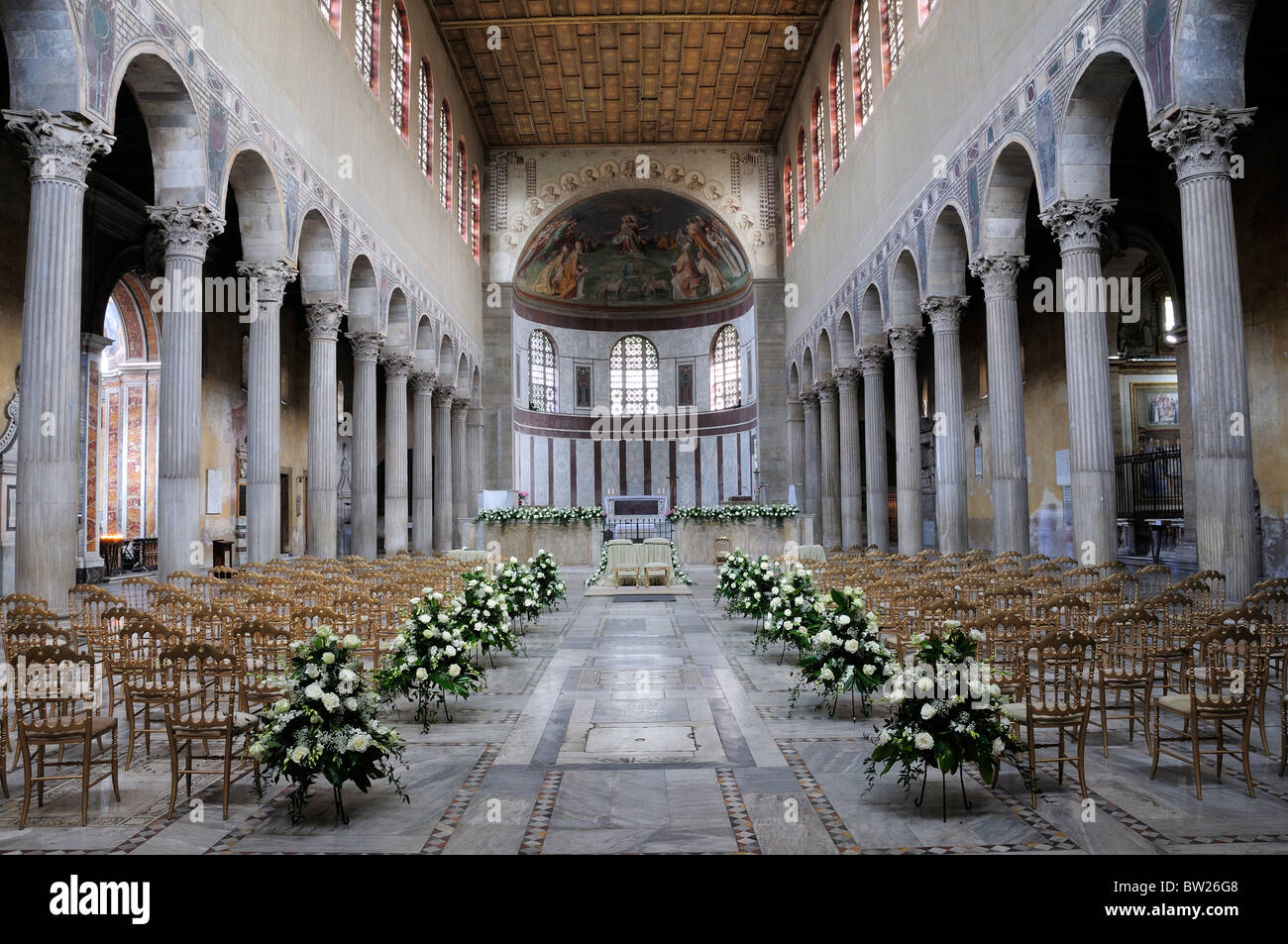 Innere der Kirche, Santa Sabina, Aventin Stockfoto