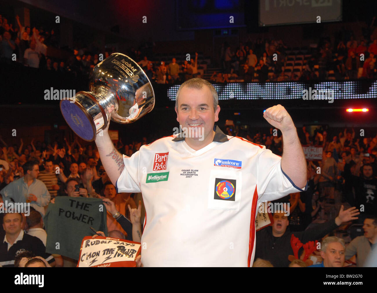 Phil Taylor "Phil The Power Taylor" ein ehemaliger Welten Dart-Weltmeister 2007 Stockfoto