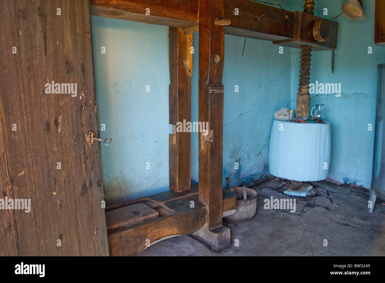 Alte Traube Presse Stockfoto