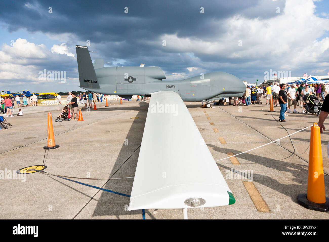 Northrop Grumman RQ-4 Global Hawk Unmanned Aerial Vehicle (UAV) bei Flugschau NAS Jacksonville, Florida, USA Stockfoto