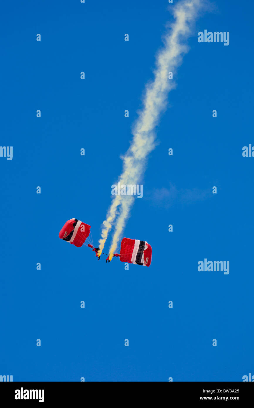 Red Devils Parachute Regiment Freefall Team Leistung bei Flugschau in NAS Jacksonville, Florida Stockfoto