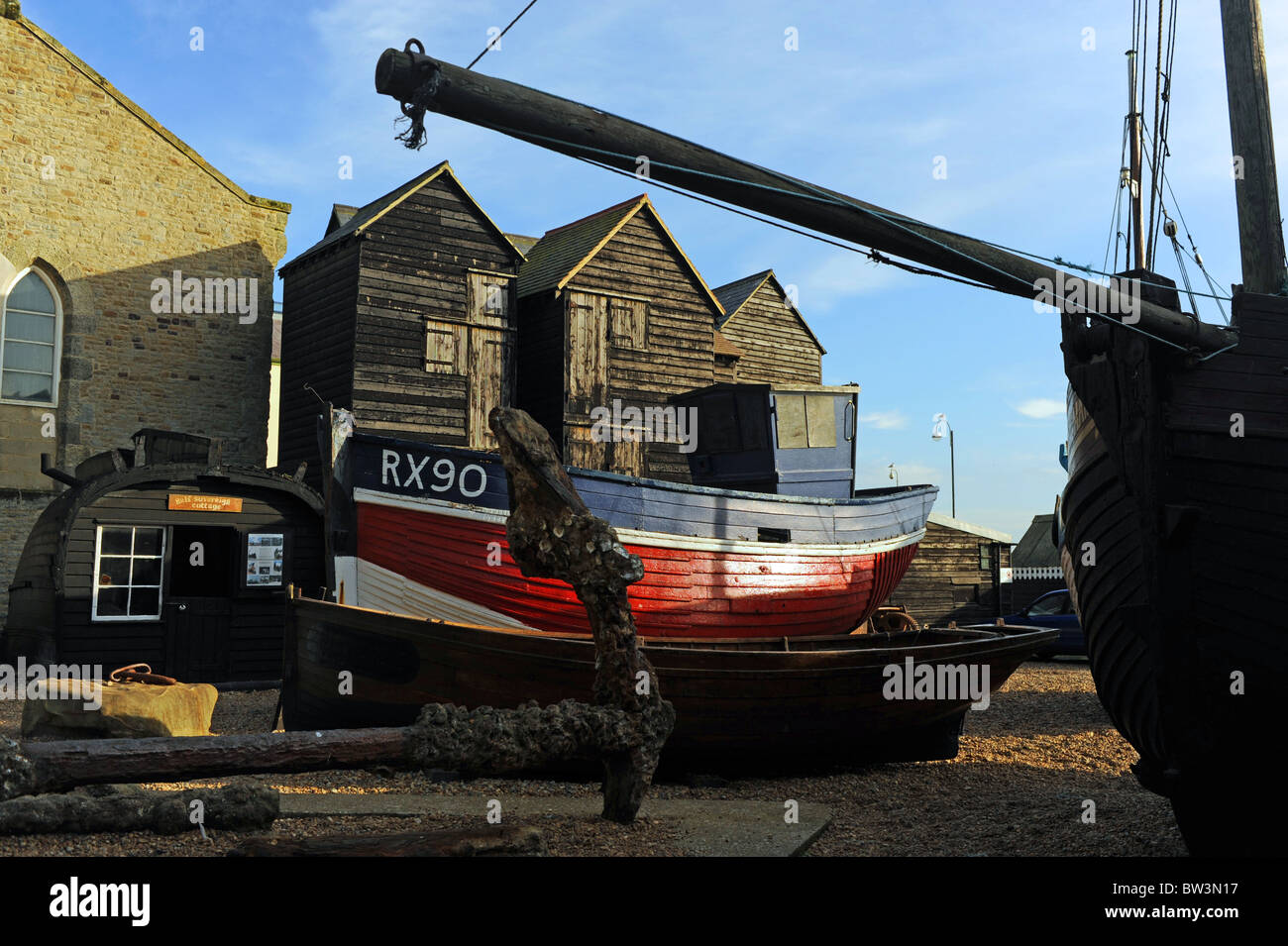 Das alte Fischerviertel Küstenstadt The Stade Hastings East Sussex UK Stockfoto