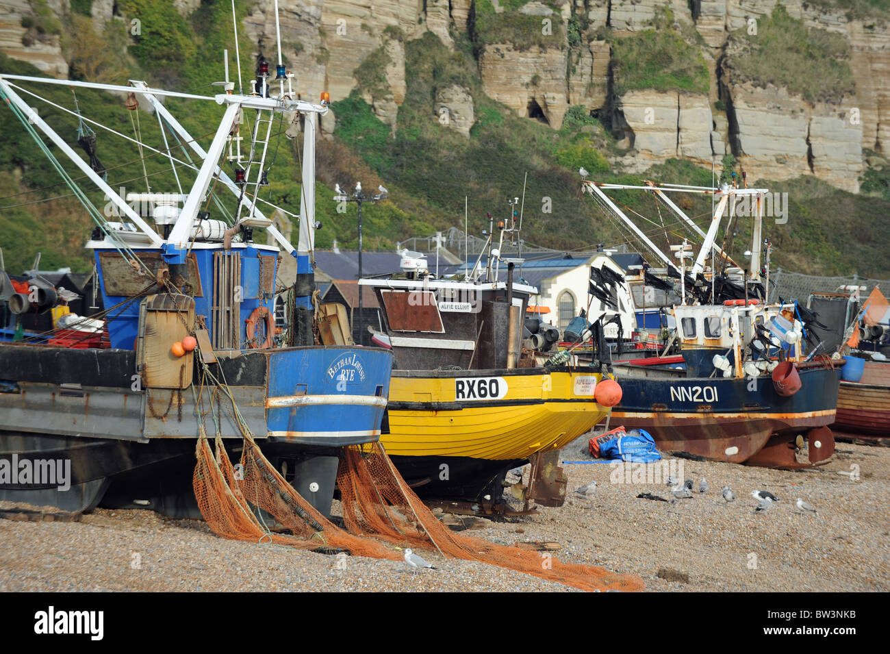 Das alte Fischerviertel Küstenstadt The Stade Hastings East Sussex UK Stockfoto