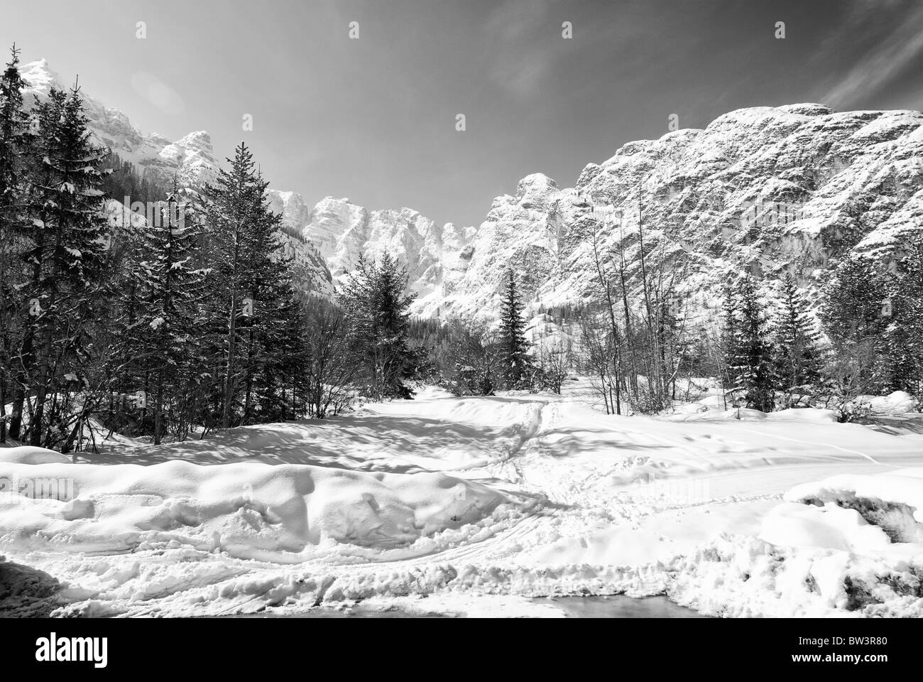 Kalten Winter im Herzen der Dolomiten, Veneto, Norditalien Stockfoto