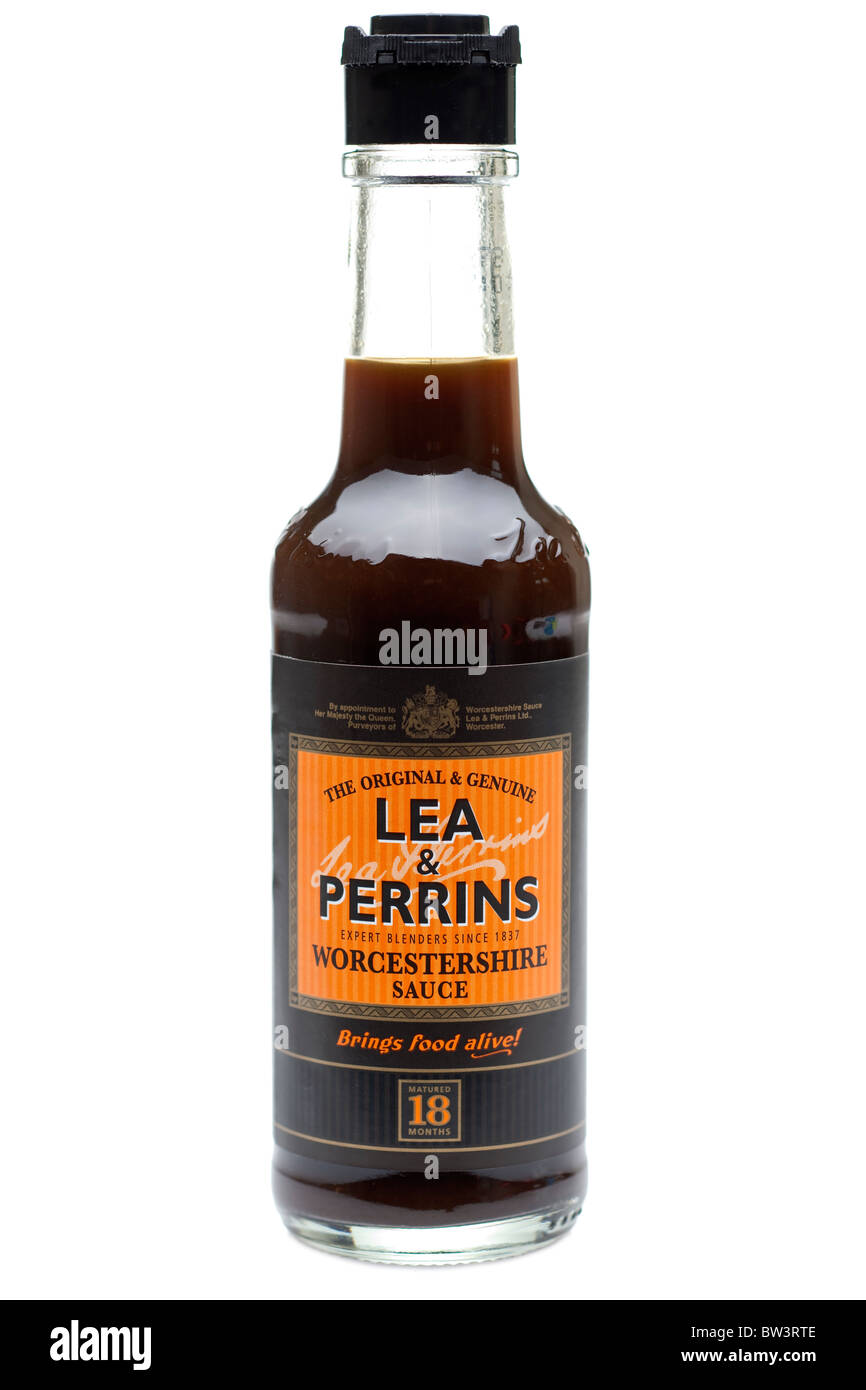 Flasche von Lea und Perrins Worcestershire-sauce Stockfoto