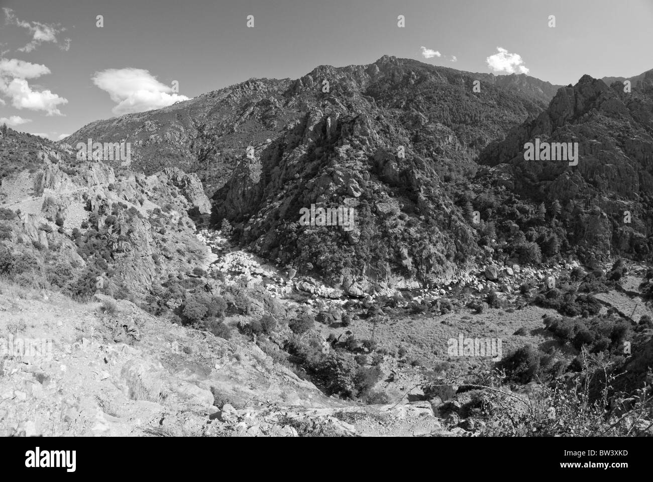 Berge und Täler der Insel Korsika Stockfoto