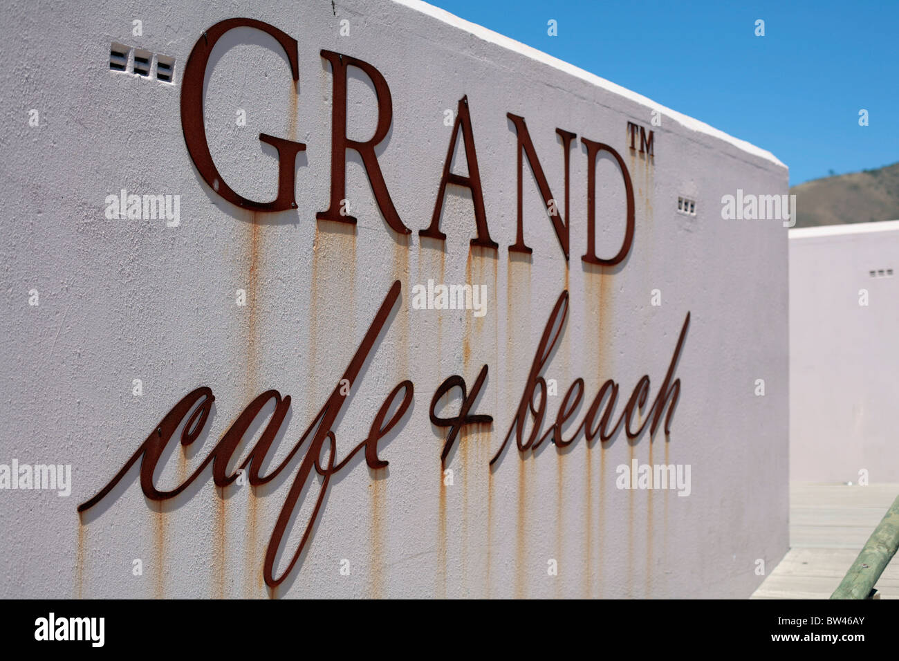 Das Grand Café und Restaurant, Granger Bay, Kapstadt, Südafrika. Stockfoto