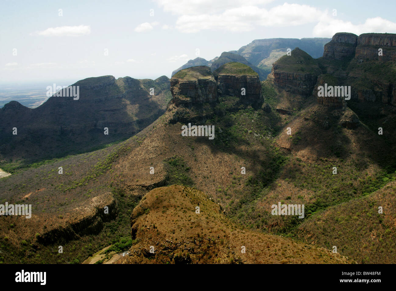 Die drei Rondavels, Blyde River Canyon, Bestandteil der Drakensburg Böschung und die Panorama Route, Mpumalanga, Südafrika. Stockfoto