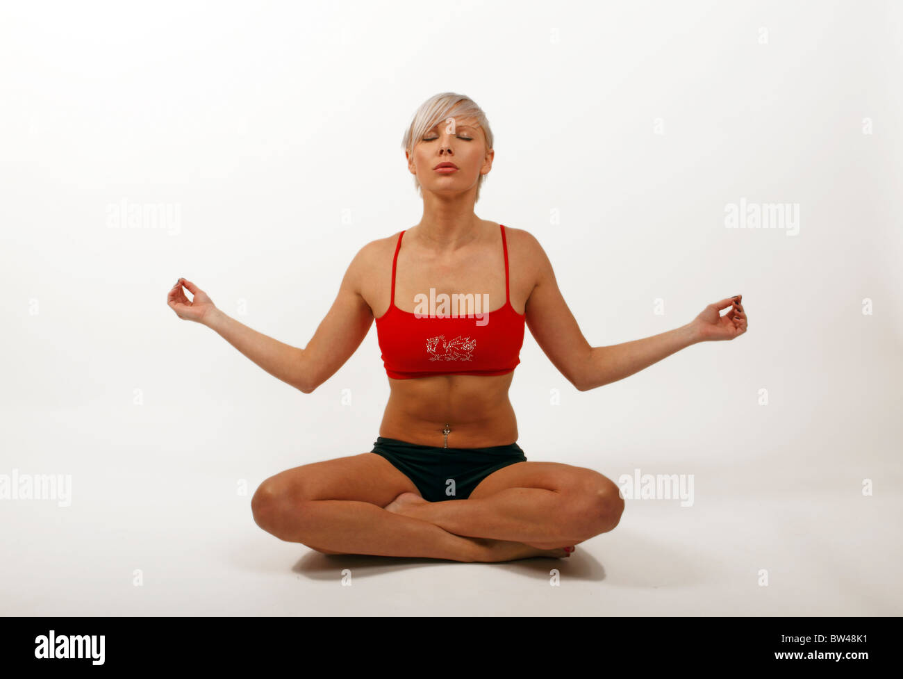 Yogaposition. Gesundheit und Wohlbefinden. Stressabbau Stockfoto