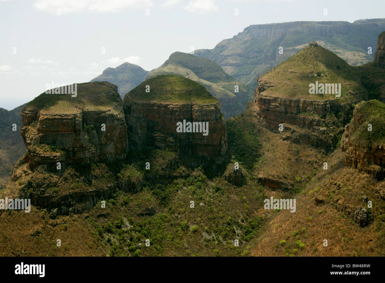 Die drei Rondavels, Blyde River Canyon, Bestandteil der Drakensburg Böschung und die Panorama Route, Mpumalanga, Südafrika. Stockfoto