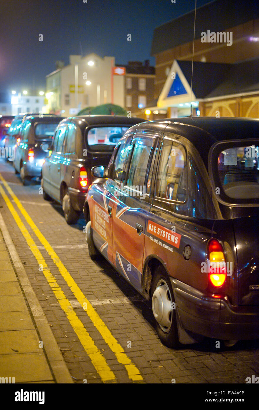 Taxi-mit BAE Systems Werbung in Preston, Lancashire Stockfoto