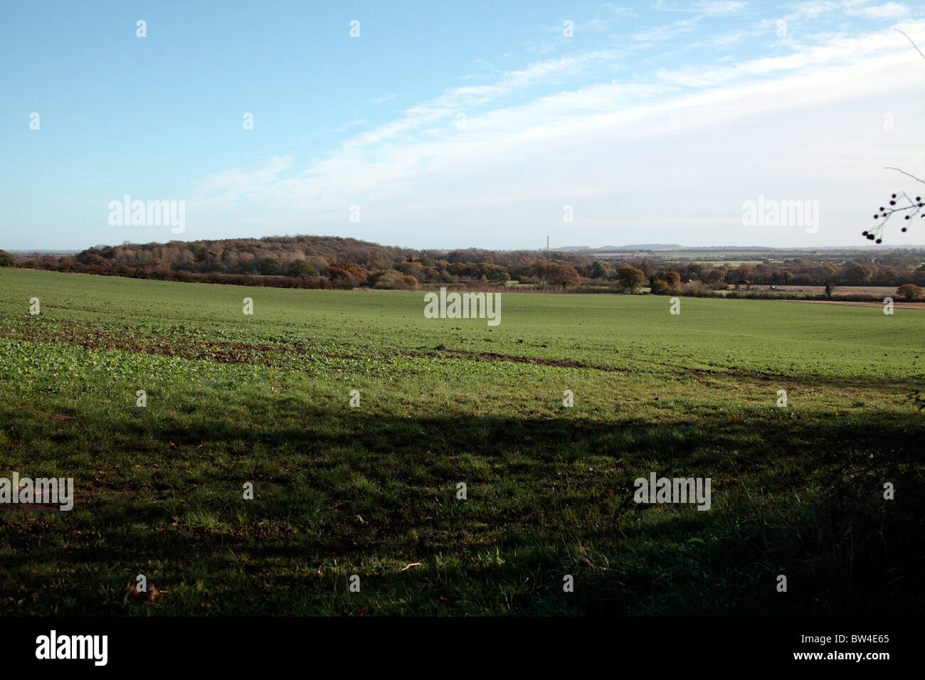 Landschaft, die die vorgeschlagenen HS2 High Speed Train Line durchlaufen wird; Warwickshire Stockfoto