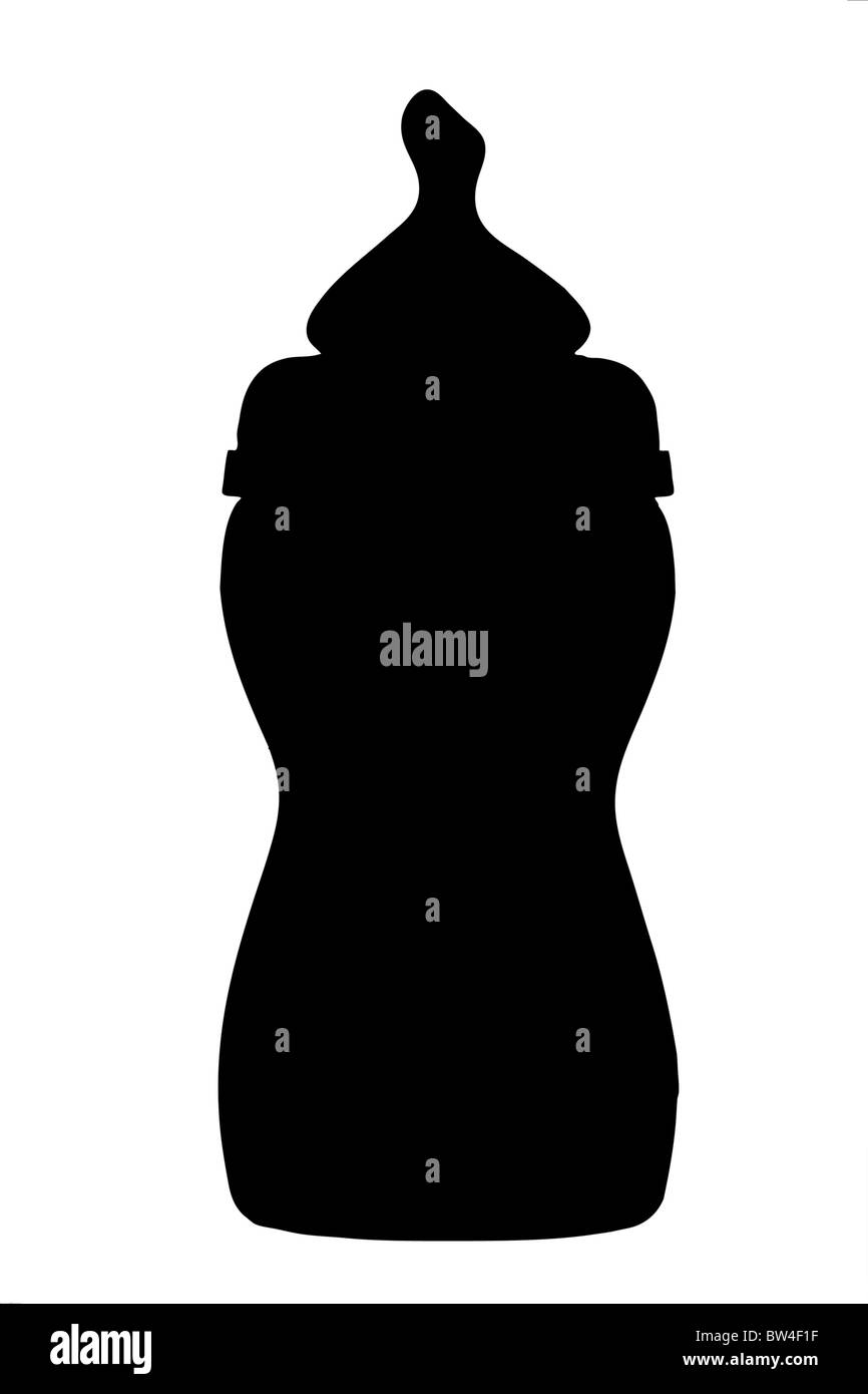 Eine Silhouette von einem Baby Babyflasche Stockfoto