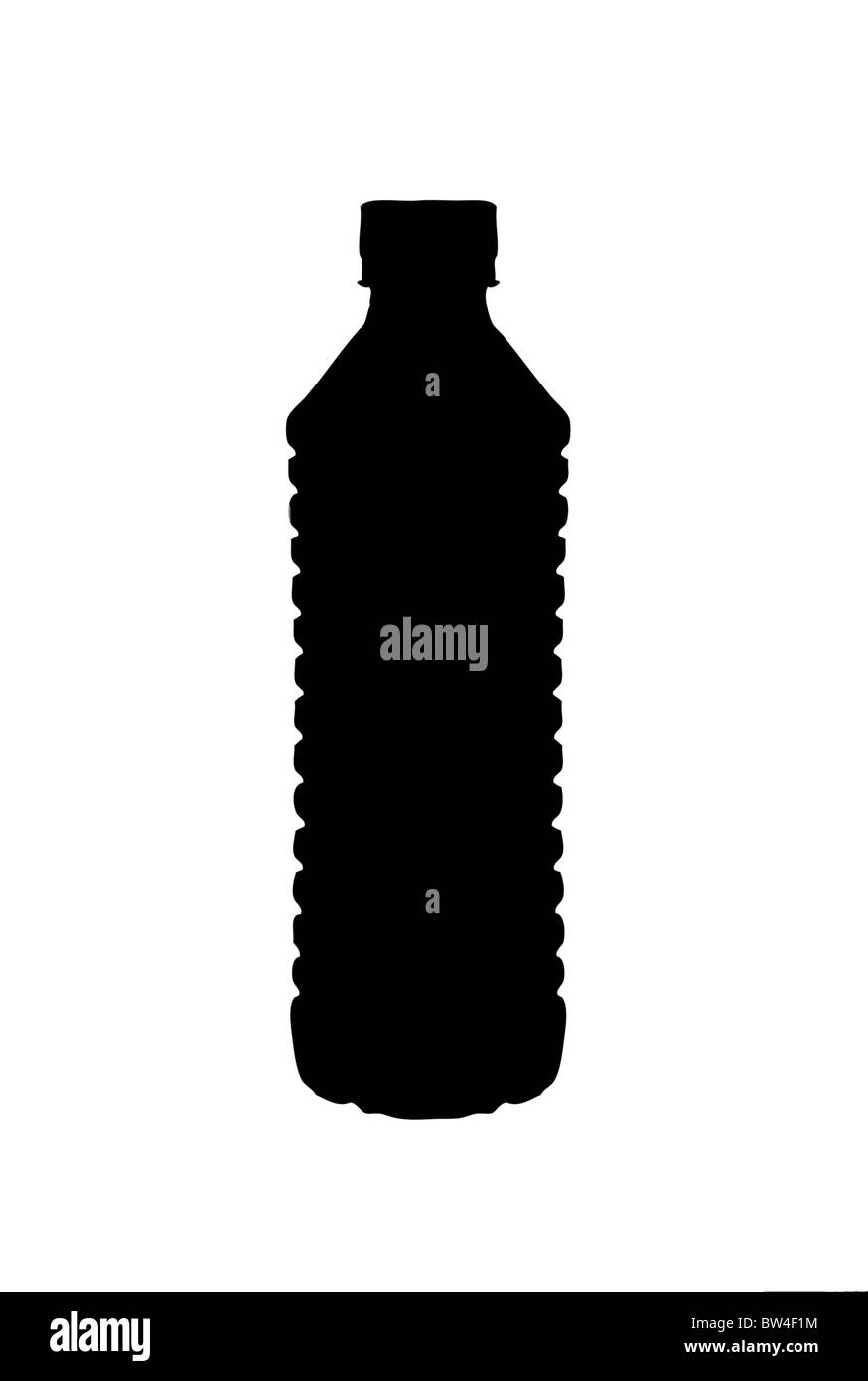 Eine Silhouette von einer Flasche Wasser Stockfoto