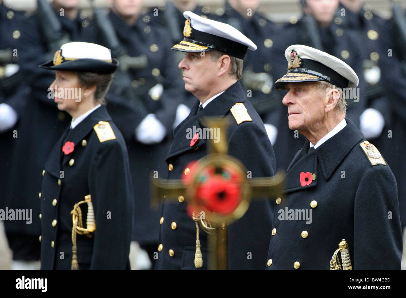 Princess Royal, Prinzessin Anne, Duke of York, Prinz Andrew und Prinz Philip besuchen die Erinnerung Sonntag Trauerfeier Stockfoto