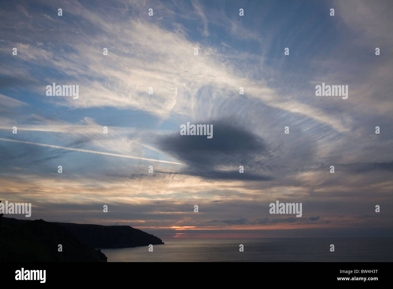 Sonnenuntergang in der nähe von Lynton Stockfoto