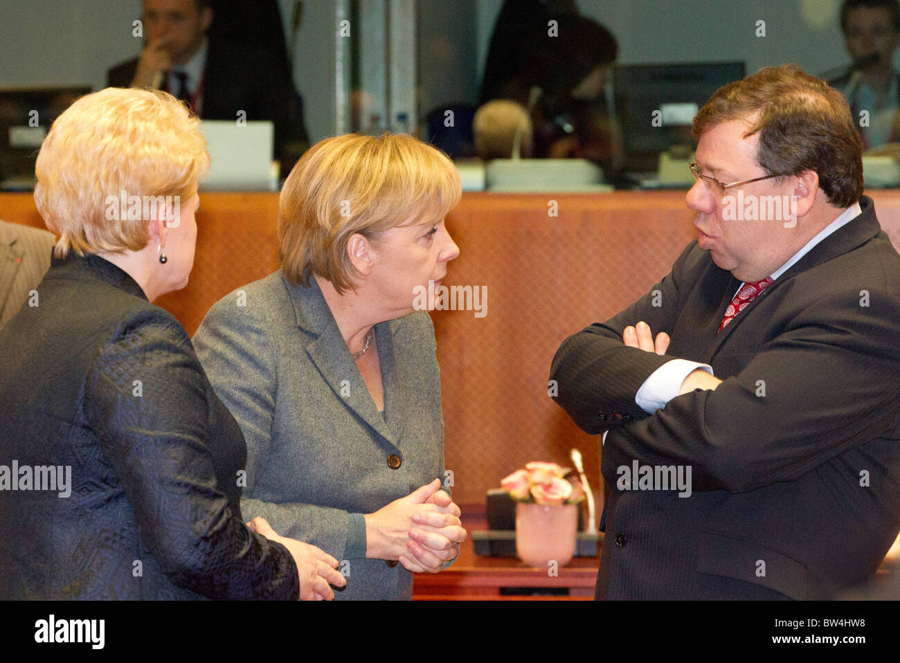 Dalia Grybauskaite Litauens, Angela Merkel, Bundeskanzlerin, Bundesrepublik und Taoiseach Brian Cowen Stockfoto