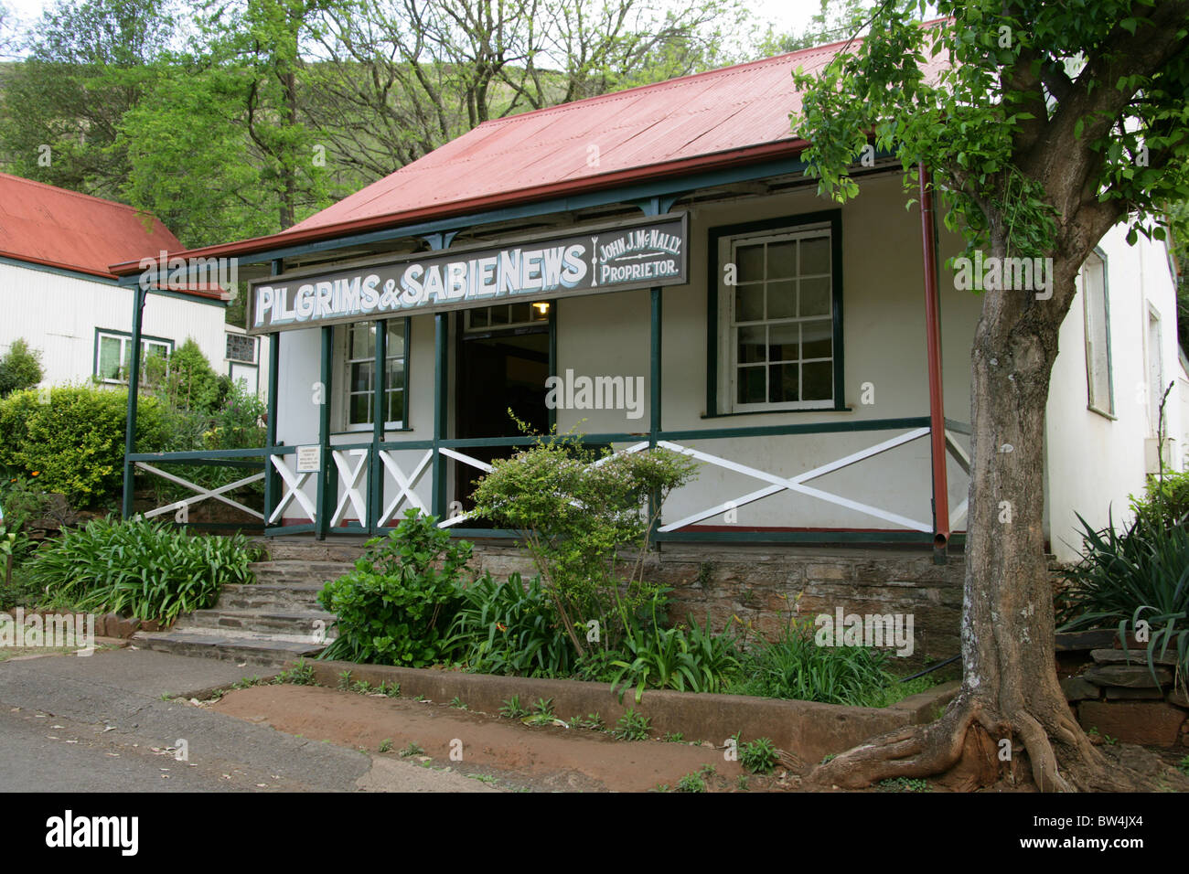 Pilger und Sabie Nachrichten, Pilgrim es Rest, Mpumalanga, Südafrika Stockfoto