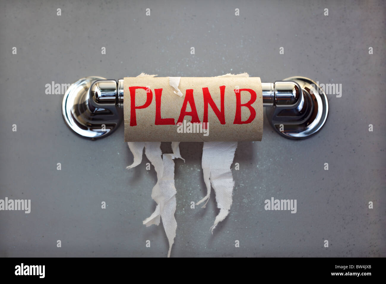 Plan B aus Toilettenpapier Stockfoto