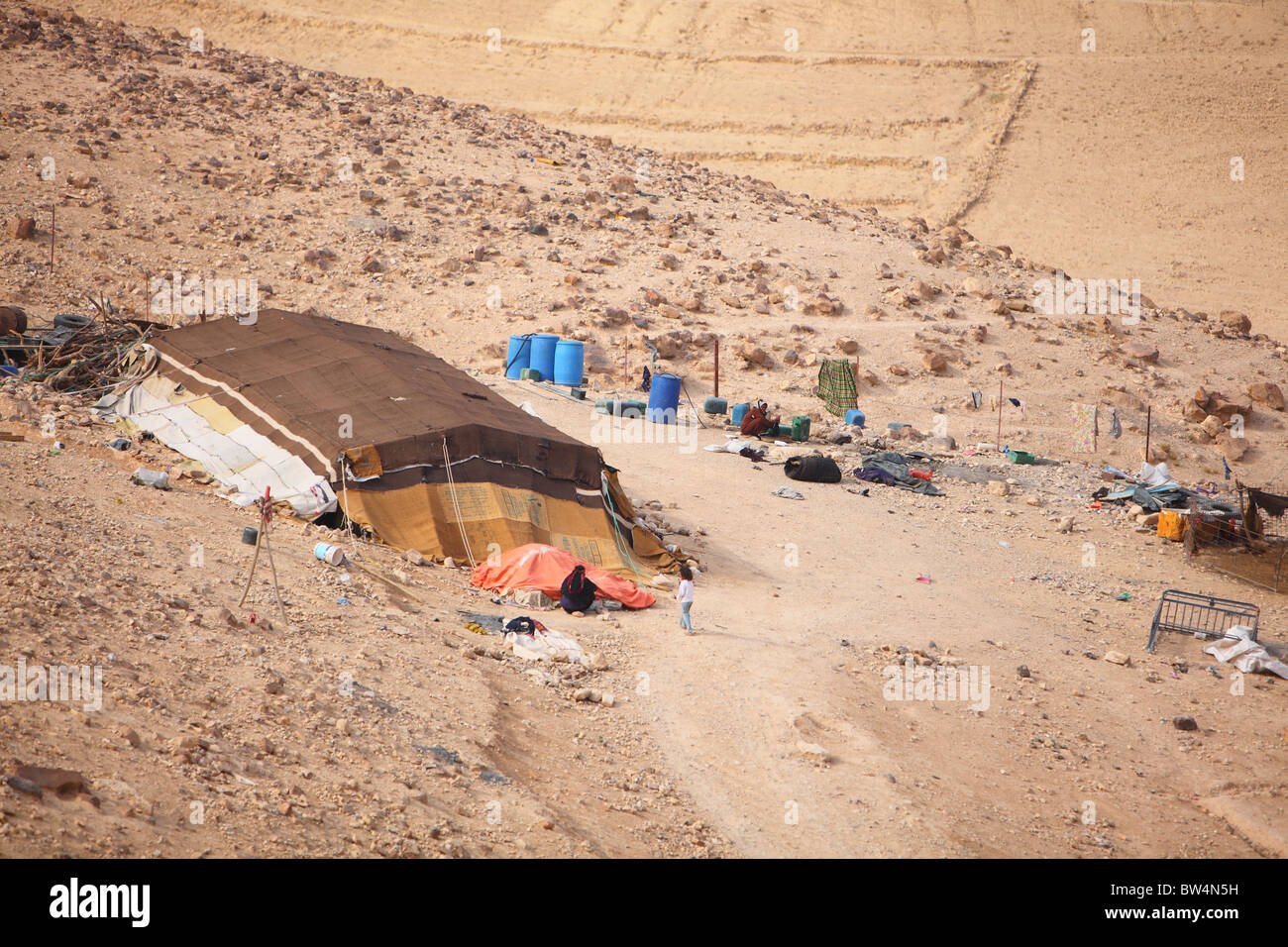 Zelt und Beduinen Leben entlang der Kings Highway, Jordanien Stockfoto