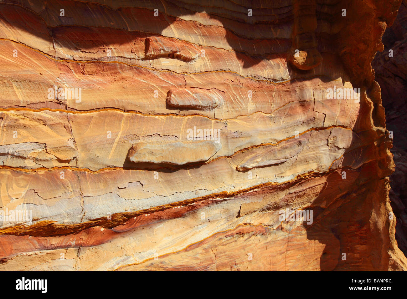 Jordan, Grafschaft Ma'an, Petra, Mebel Madbah, Oktober, Fels, Felsen, Stein Steinen rot-braun, Blick über high-top Stockfoto